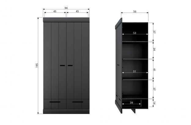 Rent a Closet Connect 2 drs drawers black? Rent at KeyPro furniture rental!